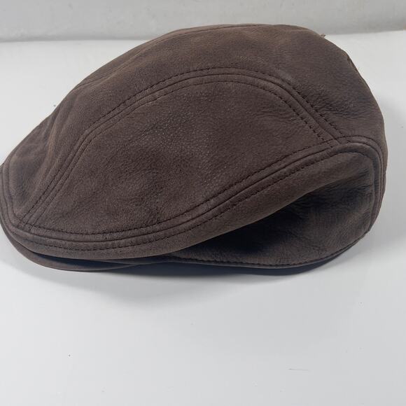 Scala Newsboy Paperboy Driving Ivy Flat Hat Cap Brown Leather Large/xlarge - Picture 11 of 16